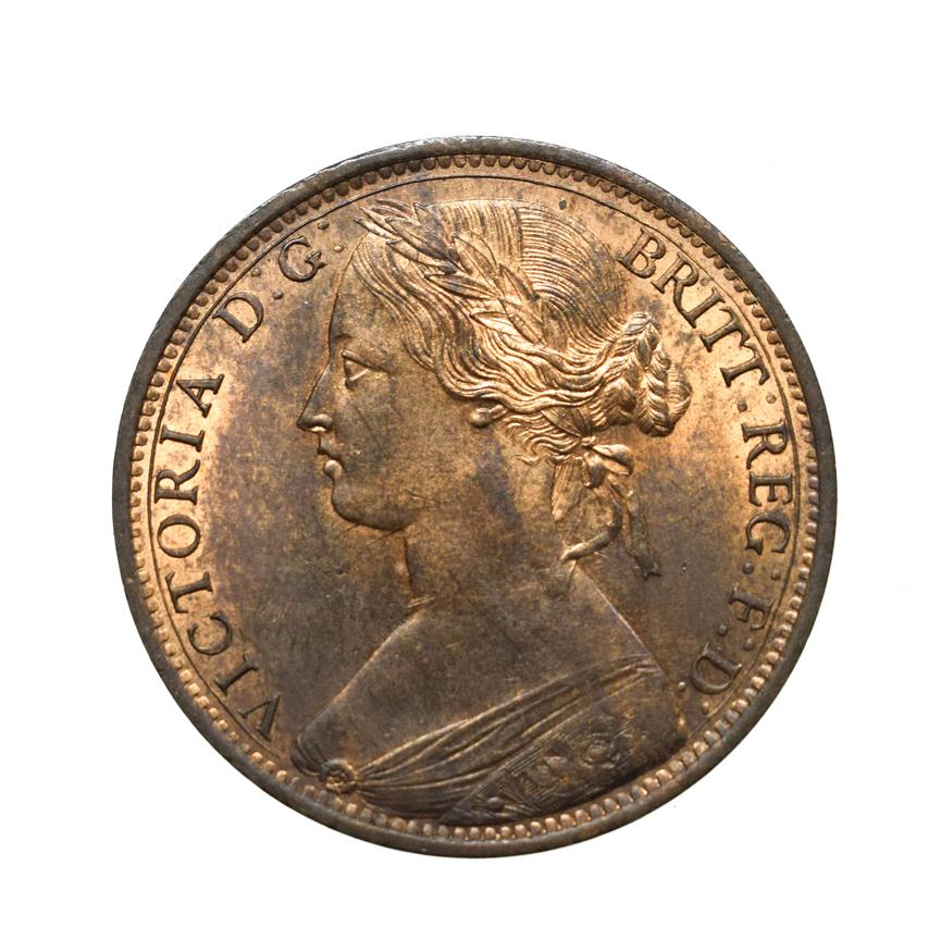 Lot 4049 - Victoria, 1865 Penny. ''Bun head'' type. Obv: 6, Laureate and draped bust left, hair tied in a bun.