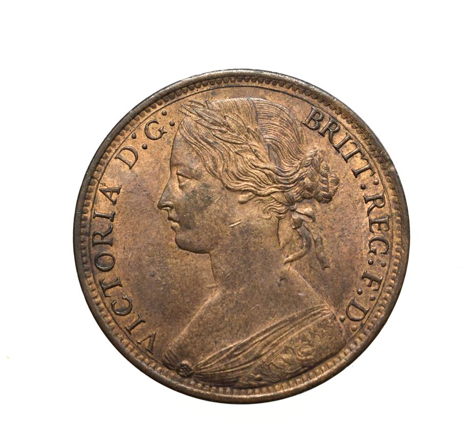 Lot 4050 - Victoria, 1866 Penny. ''Bun head'' type. Obv: 6, Laureate and draped bust left, hair tied in a bun.