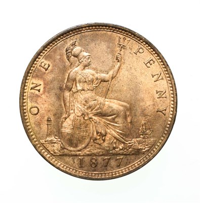 Lot 4060 - Victoria, 1877 Penny. ''Bun head'' type. Obv:8, laureate and draped bust left, hair tied in a...