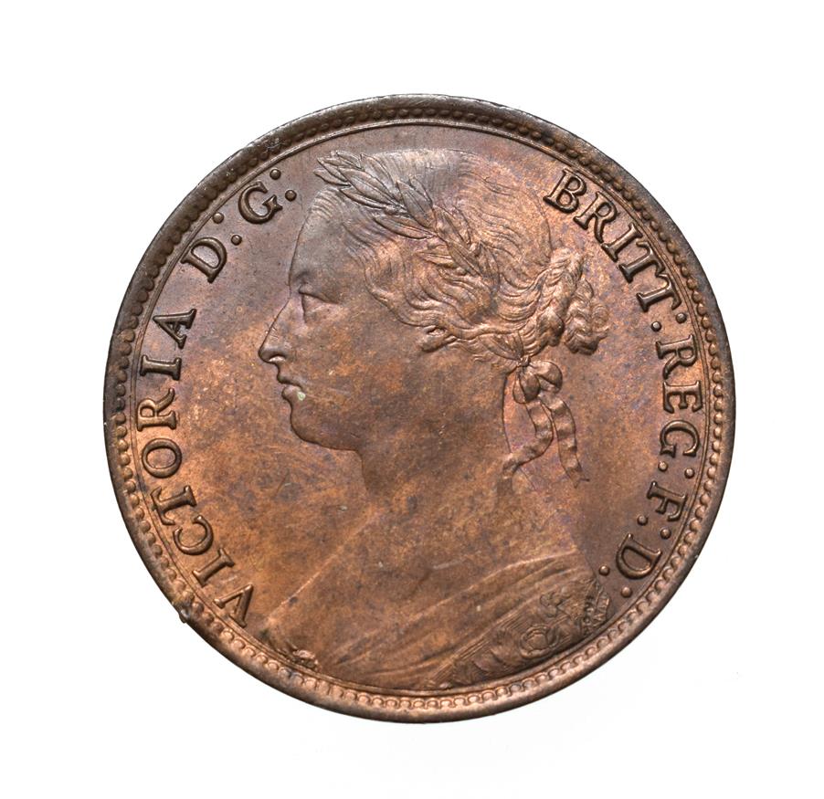 Lot 4061 - Victoria, 1879 Penny. ''Bun head'' type. Obv:9, laureate and draped bust left, hair tied in a...
