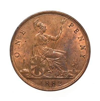 Lot 4063 - Victoria, 1882 H Penny. Heaton mint, Birmingham, ''bun head'' type. Obv:12, laureate and draped...