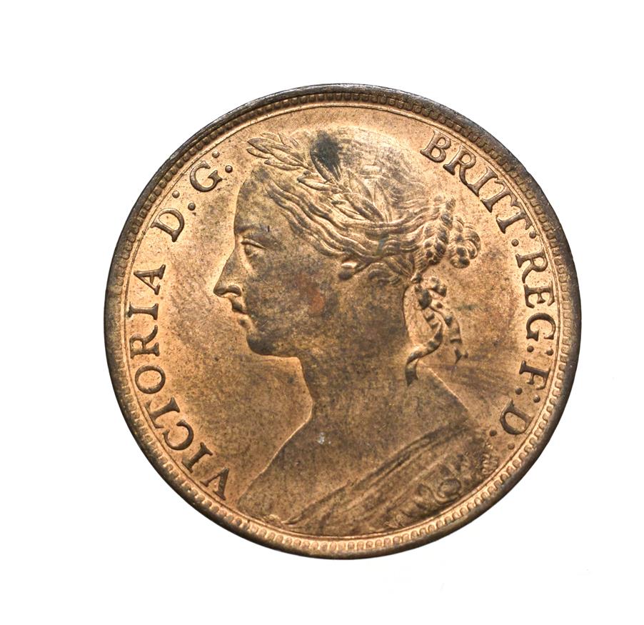 Lot 4066 - Victoria, 1894 Penny. "Bun head" type. Obv:12, laureate and draped bust left, hair tied in a...