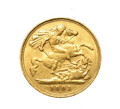 Lot 4068 - Victoria, 1901 Sovereign. Obv: Old, veiled head of Victoria left, T.B. below truncation for...