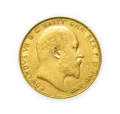 Lot 4079 - Edward VII, 1908 Sovereign. Obv: Bare head of Edward VII right, DES below truncation for...