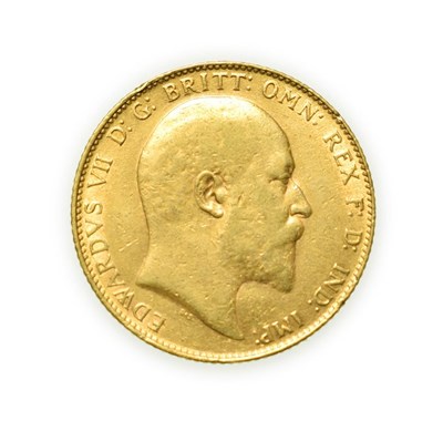 Lot 4086 - Edward VII, 1910 Sovereign. Obv: Bare headed portrait of Edward VII right, DES below truncation for