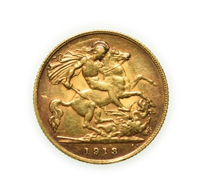 Lot 4096 - George V, 1913 Half-Sovereign. Obv: Bare head of George V left, B.M. on truncation for engraver...