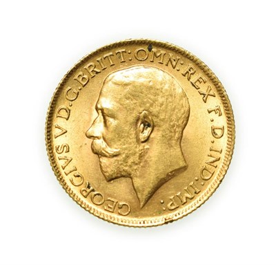 Lot 4101 - George V, 1915 Sovereign. Obv: Bare head of George V left, B.M. on truncation for engraver...
