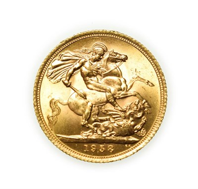 Lot 4105 - Elizabeth II, 1958 Sovereign. First portrait of Elizabeth II right, by engraver Mary Gillick....