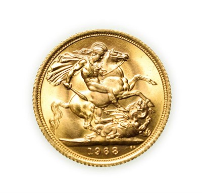 Lot 4113 - Elizabeth II, 1968 Sovereign. First portrait of Elizabeth II right, by engraver Mary Gillick....