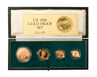 Lot 4115 - Elizabeth II, 1980 Gold Proof 4-Coin Set. Comprised of 2007 half-sovereign, sovereign, two...