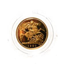Lot 4119 - Elizabeth II, 1980 Proof Half-Sovereign. Obv: Second portrait of Elizabeth II right, by...