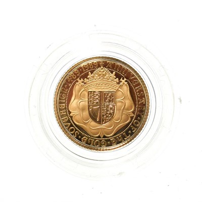Lot 4122 - Elizabeth II, 1989 Proof Half-Sovereign. 500th anniversary of the first gold sovereign. Obv:...