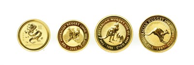 Lot 4170 - Australia, 4 x Gold Coins consisting of: 1996 fifteen dollars, 1/10 oz .999 gold. Obv: Fourth...