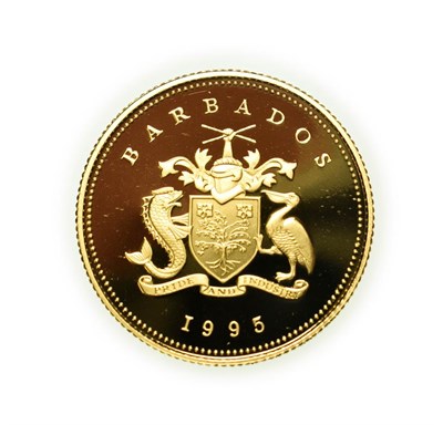 Lot 4177 - Barbados, 1995 10 Dollars. 7.78 g 14ct gold. Obv: National crest of Barbados. Rev: 1923...