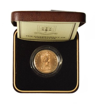 Lot 4187 - Gibraltar, 1980 Gold Fifty Pounds. 15.98g 22ct gold. Obv: Second portrait of Elizabeth II right, by