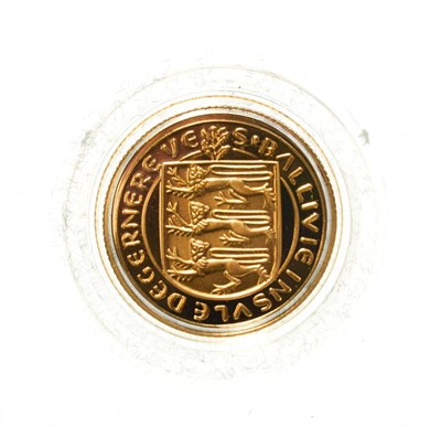Lot 4188 - Guernsey, 1981 Gold Proof One Pound. 8g of 22ct gold. Obv: Coat of arms of Guernsey. Rev:...