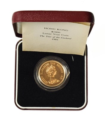 Lot 4193 - Hong Kong, 1981 Gold One Thousand Dollars. 15.98g 22ct gold, Year of the cockeral. Obv: Second...
