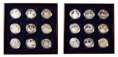 Lot 4210 - Channel Islands, 'History of the Royal Navy' Collection of 18 x Silver Proof 2003 Five Pounds....