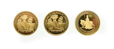 Lot 4212 - Tristan Da Cunha, 3 x Gold Proof Coins consisting of: 2 x 2008 gold proof crown. 2.5g 22ct gold...