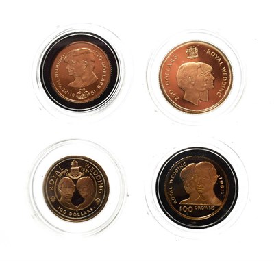 Lot 4214 - Royal Mint, 1981 'Royal Wedding' Gold Proof 4-Coin Set consisting of: Bahamas, 1981 gold proof...