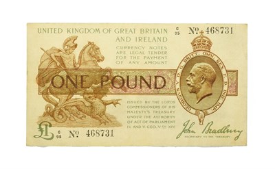 Lot 4225 - Great Britain, 1917 One Pound Treasury Note. C/95 468731. P. 351. Extremely Fine.