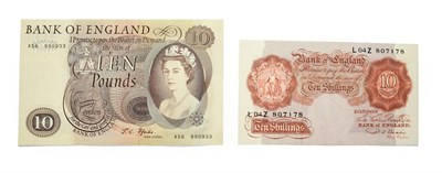Lot 4246 - 2 x Great Britain Uncirculated Notes consisting of: 10 Shilling Note. 1948 - 1960. Brown -deep...