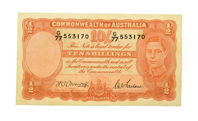 Lot 4256 - Australia, 1942 Ten Shillings. H. T. Armitage and S. G. McFarlane signatures in black, serial...