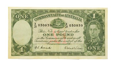 Lot 4257 - Australia, 1942 One Pound. H. C. Coombs and R. Wilson signatures, serial number: X/21 030839....