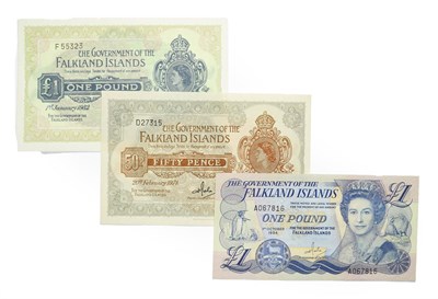 Lot 4258 - Falkland Islands, 3 x Uncirclated Bank Notes consisting of: 1982 one pound, H. T. Rowlands...
