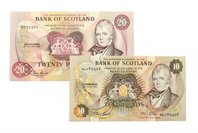 Lot 4276 - Scotland, 2 x Bank of Scotland Uncirculated Notes.   1987 Twenty Pounds. 11/10/1987. D771561....
