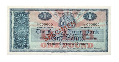Lot 4281 - Scotland, British Linen Bank, 1961 Specimen One Pound, A. P. Anderson signature, serial number: U/3