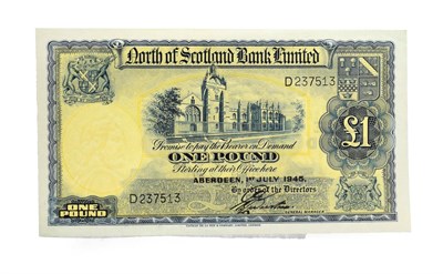 Lot 4305 - Scotland, North of Scotland Bank Limited, 1945 One Pound, serial number: D237513, stamped:...