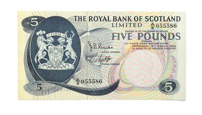 Lot 4308 - Scotland, Royal Bank of Scotland 1969 Five Pounds, G. P. Robertson & J. B. Burke signatures, serial