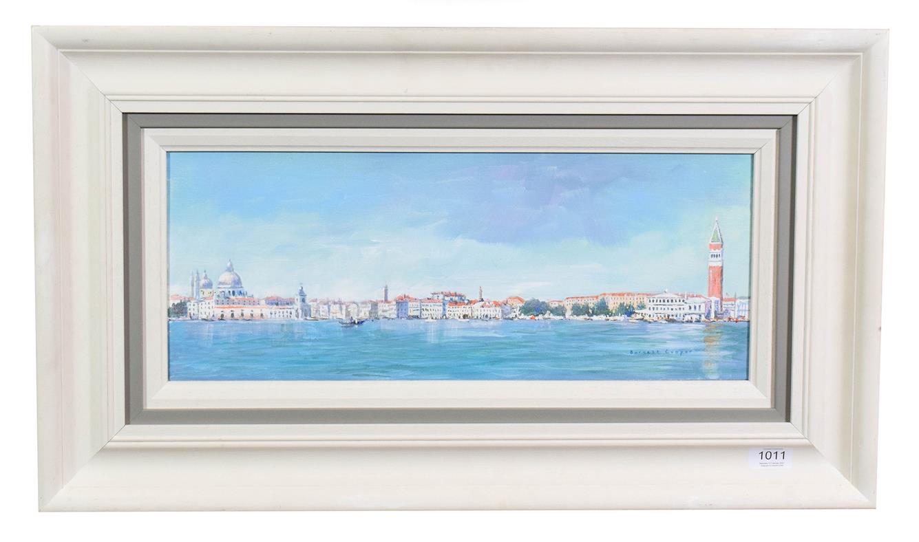 Lot 1011 - Hilary Burnett Cooper (Contemporary) ''Venice Panorama'' Signed, acrylic on canvas, 29.5cm by 50cm