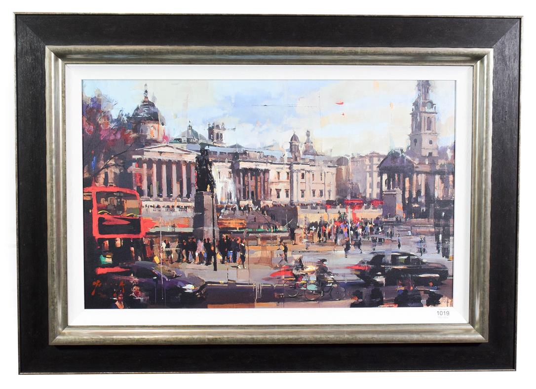 Lot 1019 - Christian Hook (Contemporary) ''Trafalgar Square'' Signed and numbered 66/295, giclee print on...