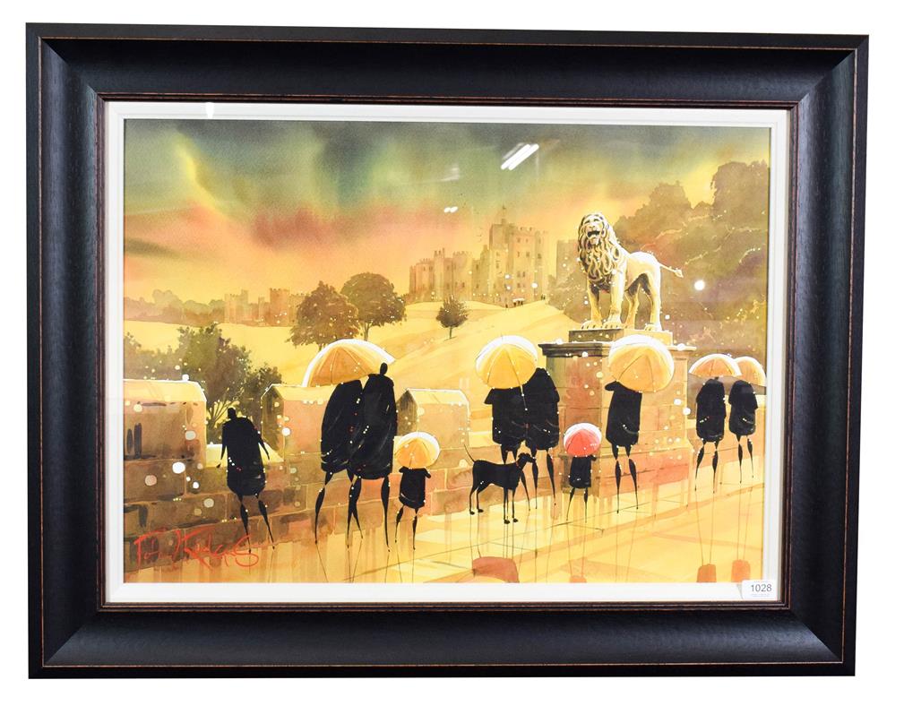 Lot 1028 - Peter J Rodgers (Contemporary) ''Alnwick Castle II'' Signed, watercolour, 50cm by 70cm...