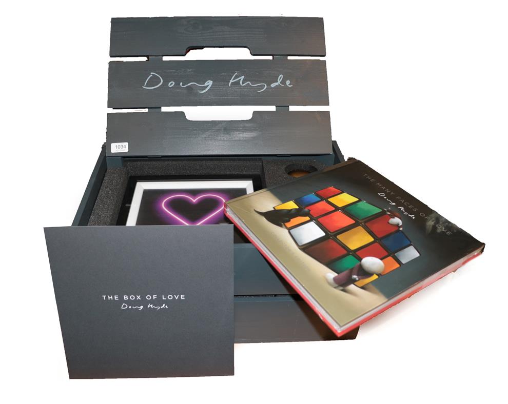 Lot 1034 - Doug Hyde (b.1972) ''Box of Love'' Crate containing four limited edition prints, a bronze sculpture