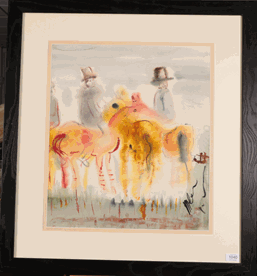 Lot 1040 - Michael Gibbison (b.1937) ''At the Meet'' Watercolour, 54cm by 46.5cm  Artist's Resale Rights/Droit