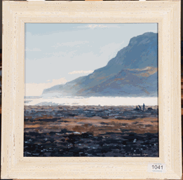 Lot 1041 - Hilary Burnett Cooper (Contemporary) Figures on a beach Signed, oil on board, 29cm by 29cm...