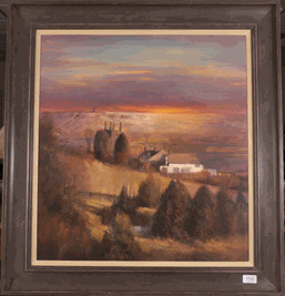 Lot 1042 - Bohuslav Barlow (b.1947) Czech  ''Cross Stone-Dusk''  Signed, oil on canvas, 65cm by 59.5cm...