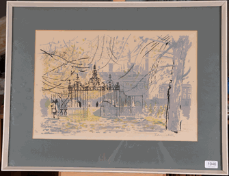 Lot 1046 - Edwin La Dell (1914-1970) ''Clara Gate'', Cambridge Signed and inscribed, lithograph, 34cm by 50cm