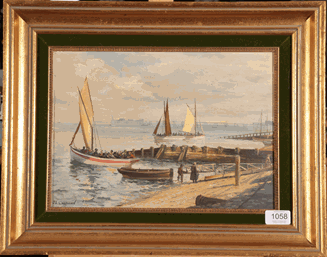 Lot 1058 - John Lewis Chapman (b.1946) ''Pleasure Boats Blackpool Central Beach 1900'' Signed, inscribed...