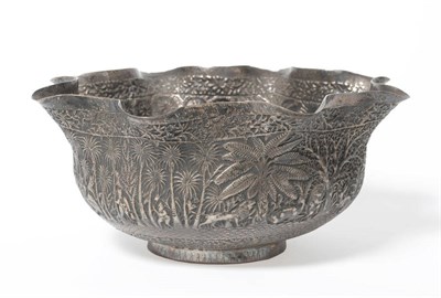 Lot 259 - An Indian White Metal Bowl, circa 1910-20, shaped circular chased with a continuous scene of...