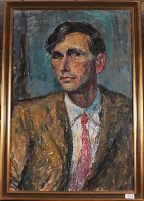 Lot 1074 - Emmanuel Levy (1900-1986) Head and shoulders portrait of a gentleman wearing a red tie Signed,...