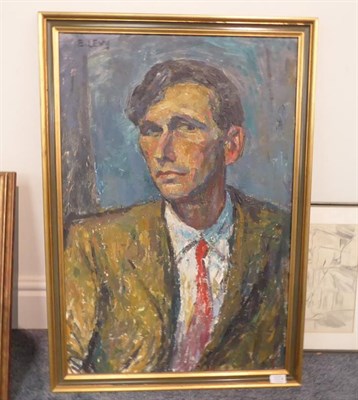 Lot 1074 - Emmanuel Levy (1900-1986) Head and shoulders portrait of a gentleman wearing a red tie Signed,...