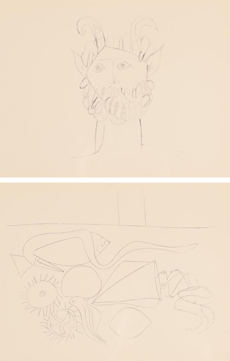 Lot 1087 - After Pablo Picasso (1881-1973) Faun Black and white print, together with another depicting a still