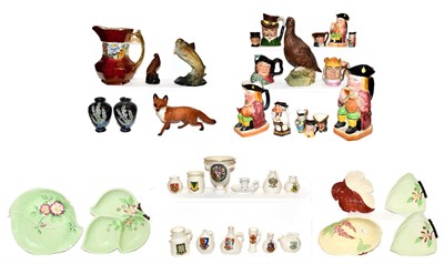 Lot 14 - Assorted ceramics including a Maling jug, Crown Devon, Fieldings lamp, various Toby jugs etc...