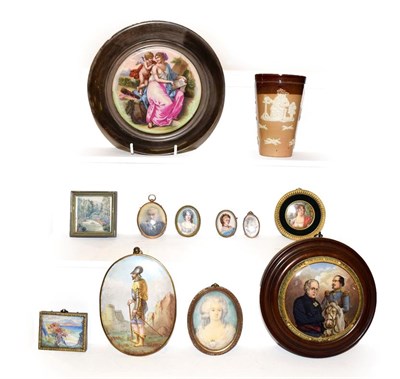 Lot 42 - A collection of portrait miniatures and other miniature paintings, together with a Doulton...
