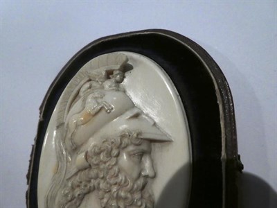 Lot 79 - An 18th century Grand Tour oval ivory portrait plaque of King Pyrrhus of Epirus attributed to...