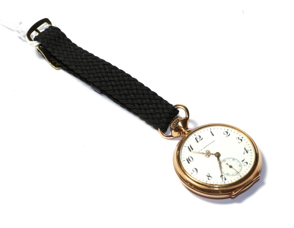 Lot 81 - An open faced pocket watch, stamped '14K'